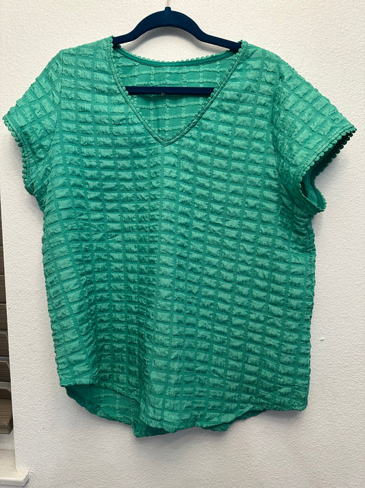 Green Textured Blouse LARGE