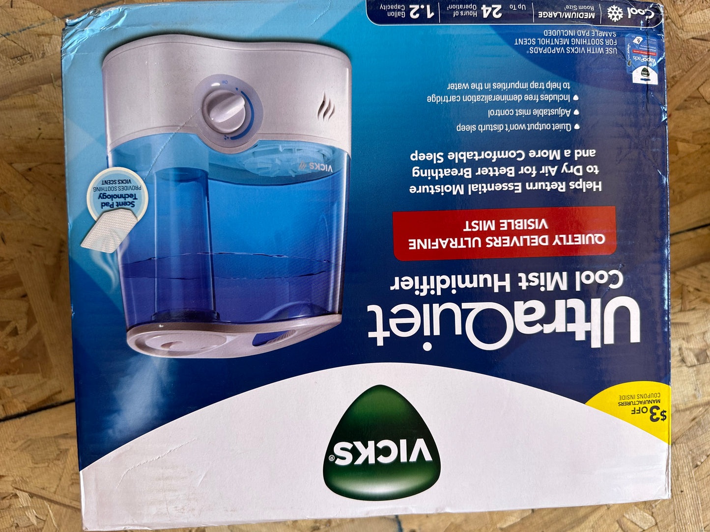 Ultra quiet cool mist humidifier (vicks) 1.2gal