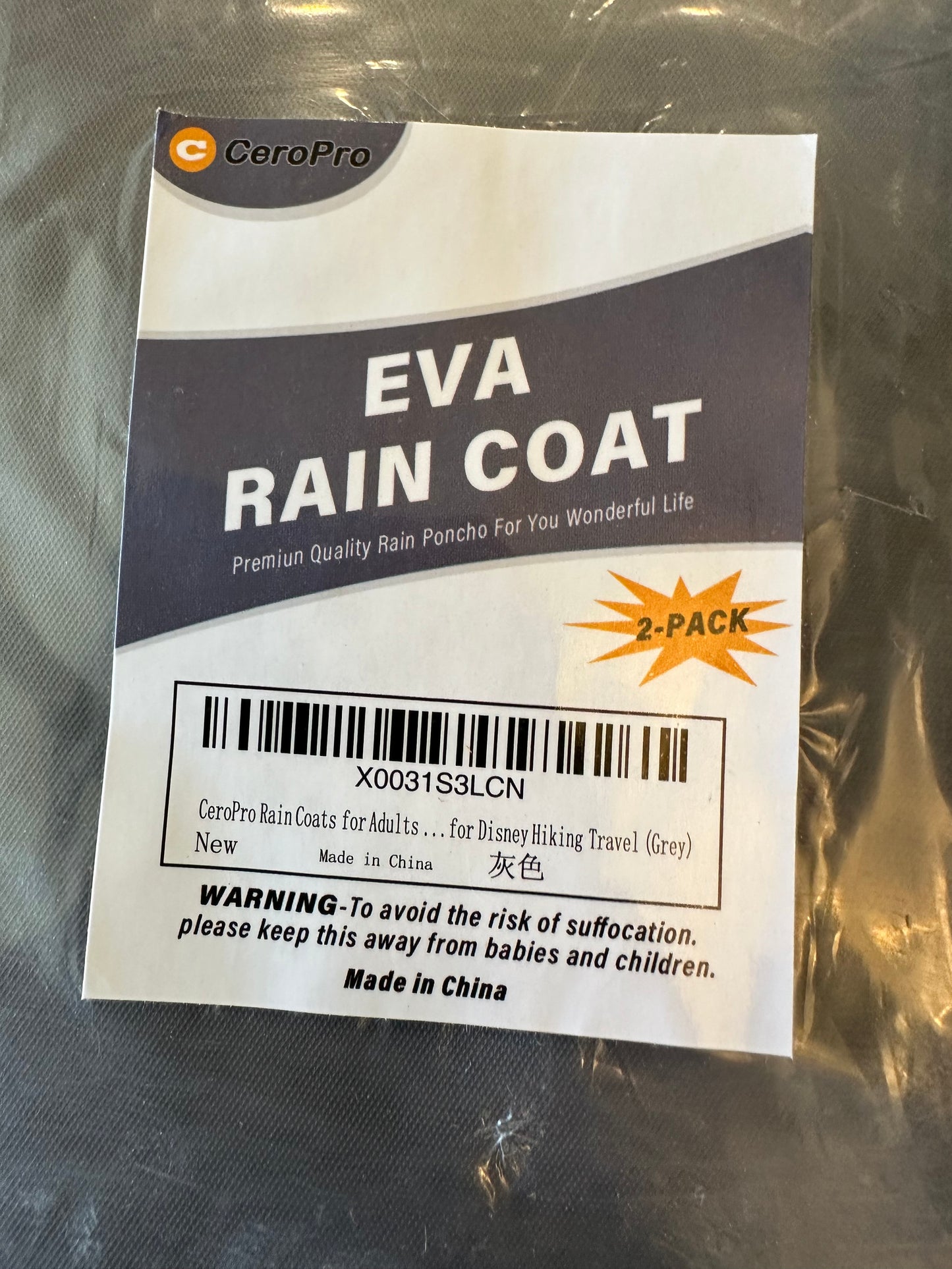 Raincoat travel -Adult (2pk)