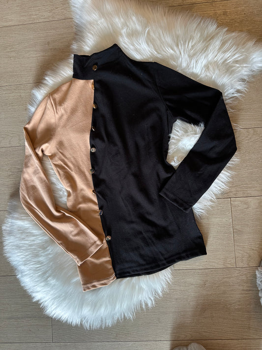 Brown and Black Long Sleeve Turtleneck