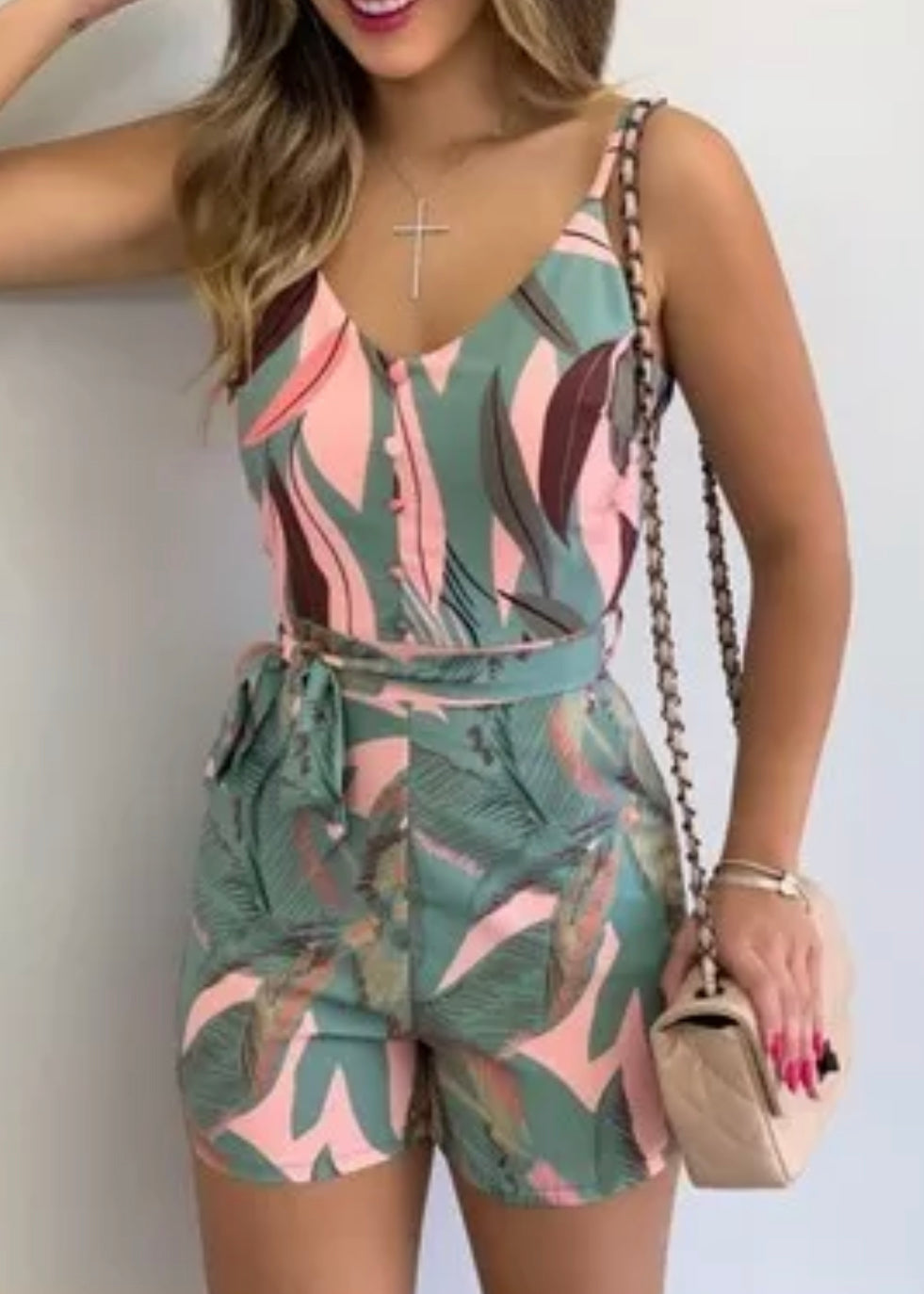 Pink Tropical Romper