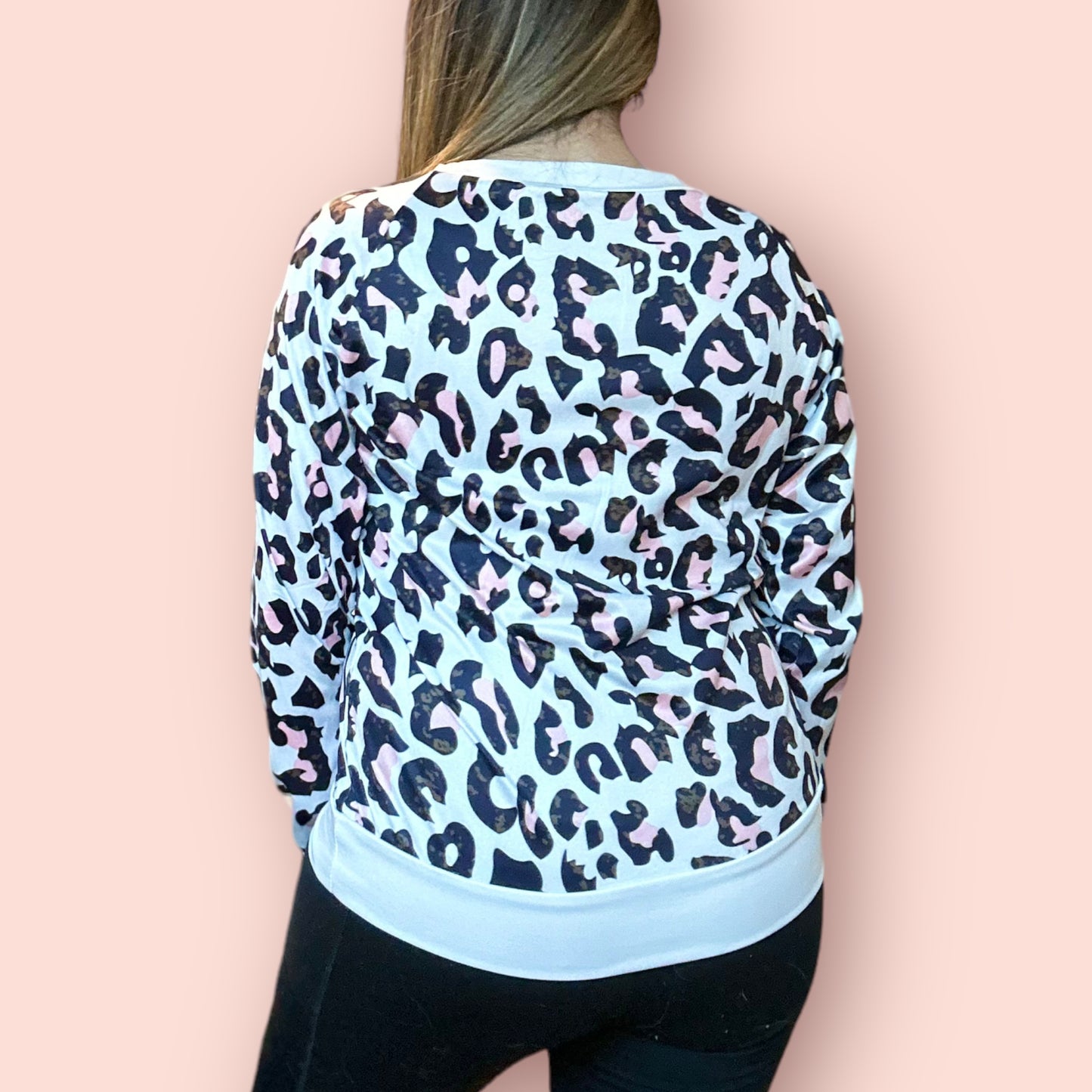 Pink Cow Print Sweater