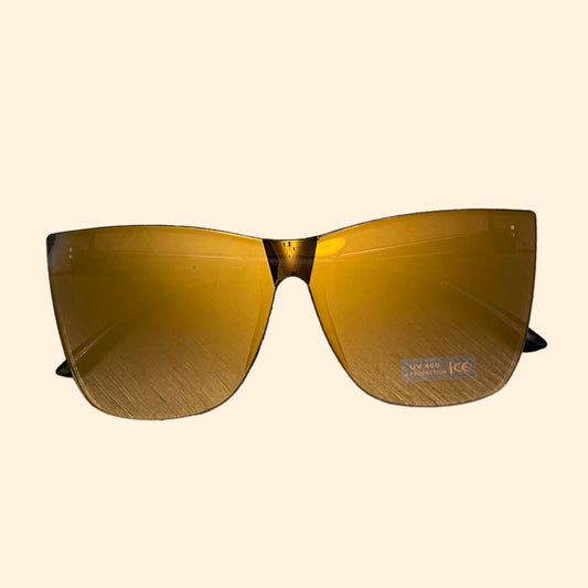 Oversized Reflective Glasses (Tan)