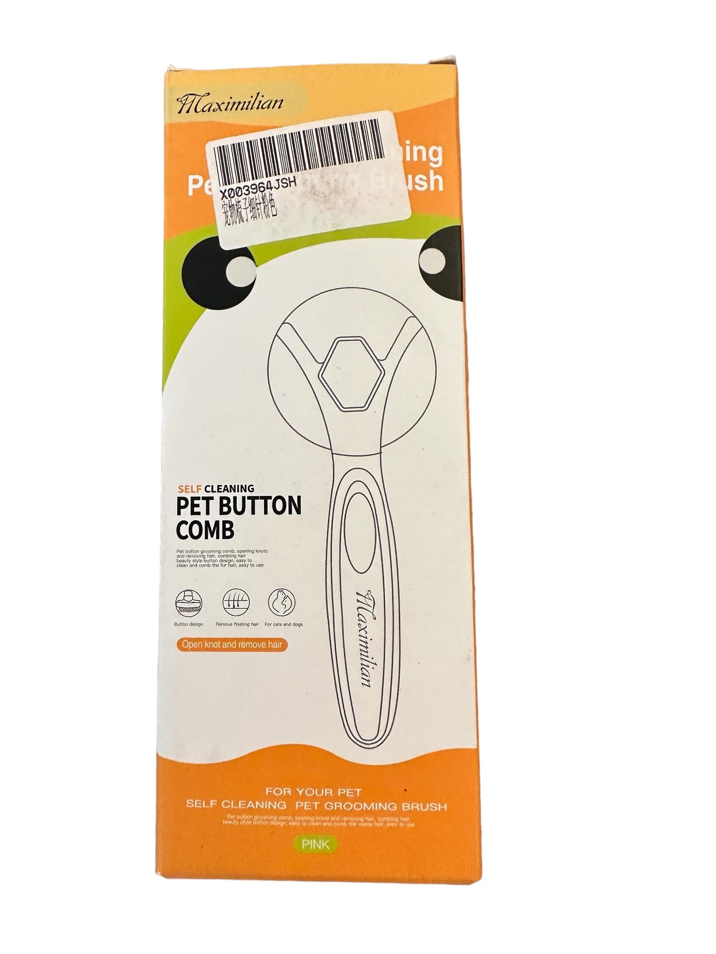 Pet brush with button