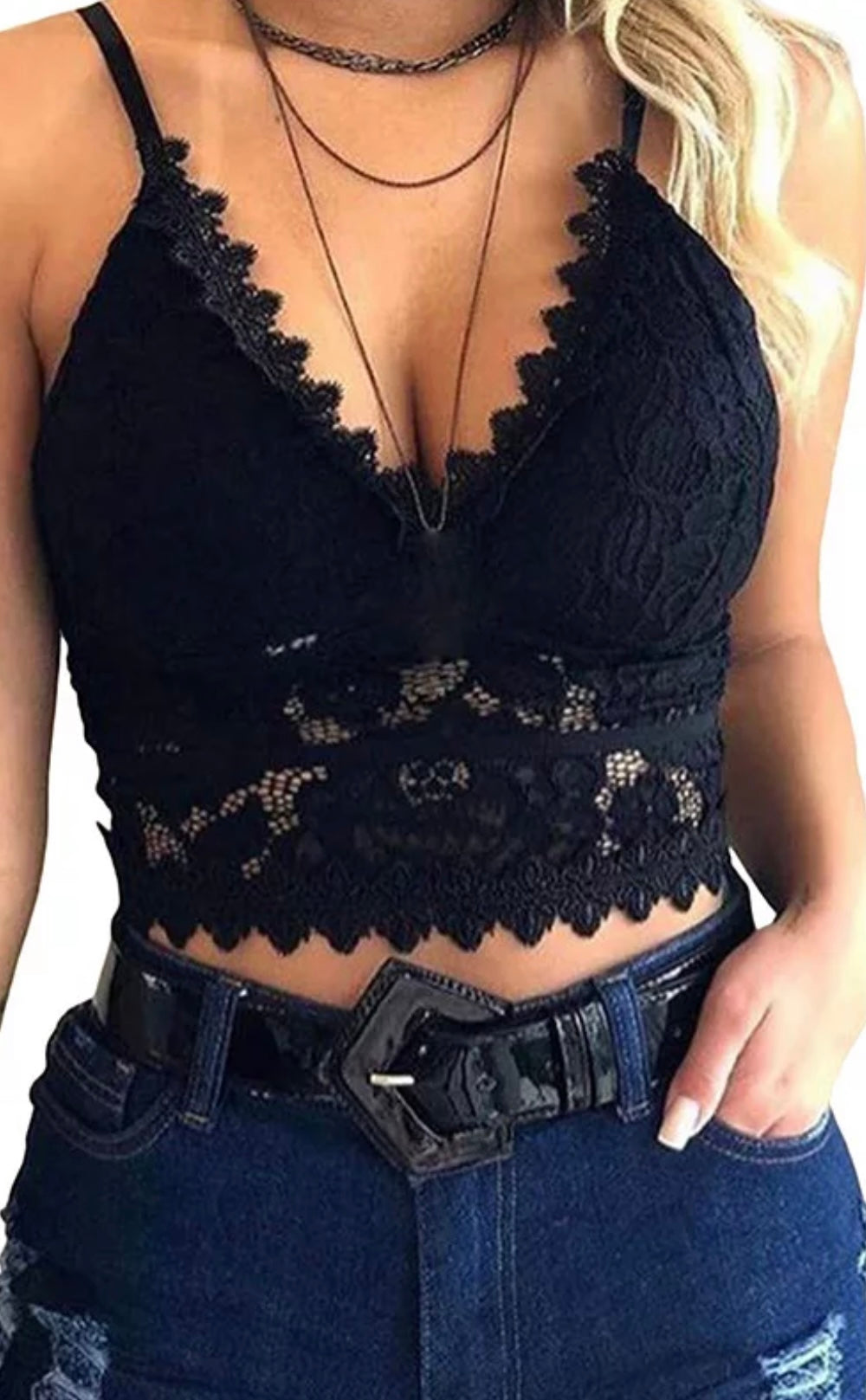 Lace Black Cropped Top