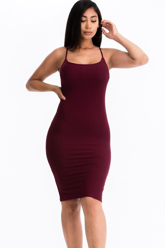 Burgundy Mid Length Dress