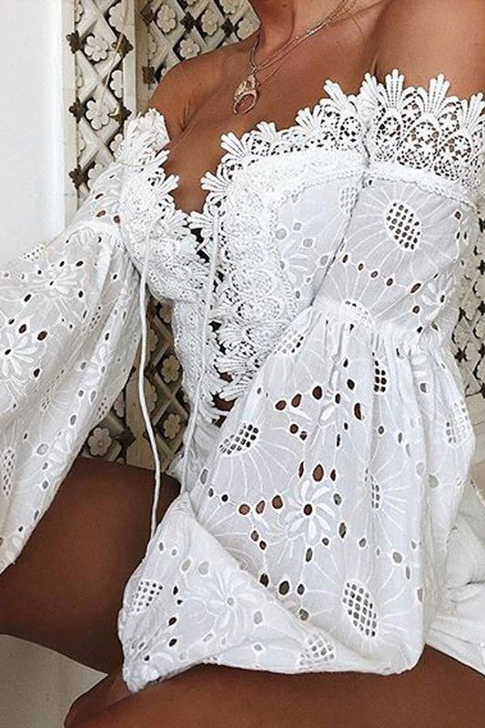 Sexy Lace Off The Shoulder Blouse