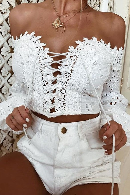 Sexy Lace Off The Shoulder Blouse