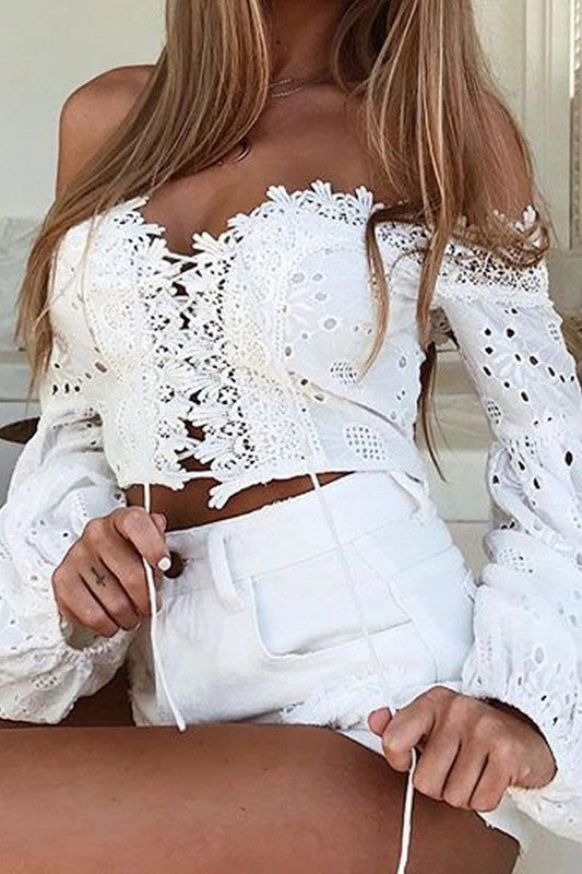 Sexy Lace Off The Shoulder Blouse