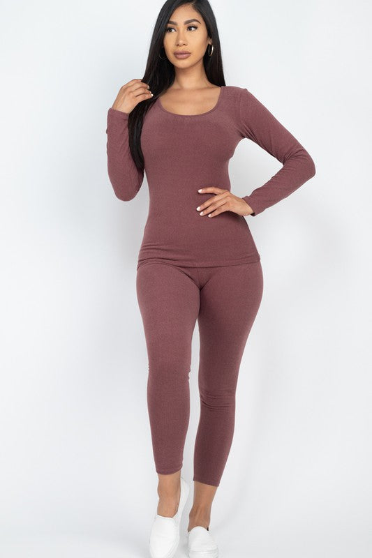 Cozy Burgundy Pants Set