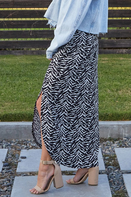 Long Zebra Maxi Skirt