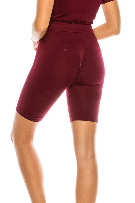 Burgundy Biker Shorts