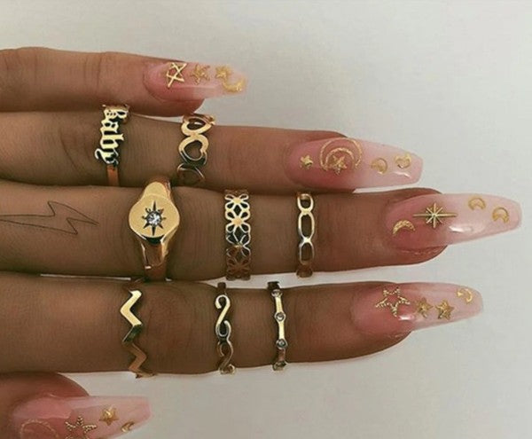 Adriana Bohemian Golden Ring Set