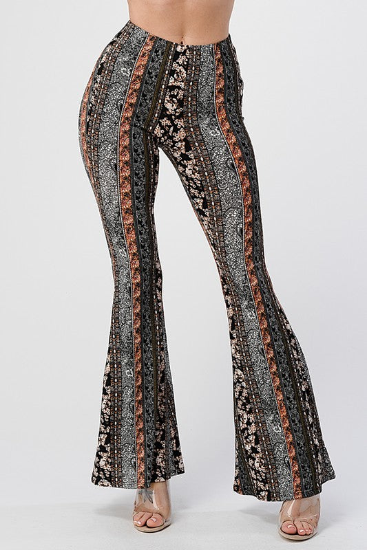 Printed Brown Bell Bottoms