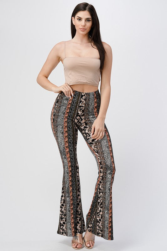 Printed Brown Bell Bottoms