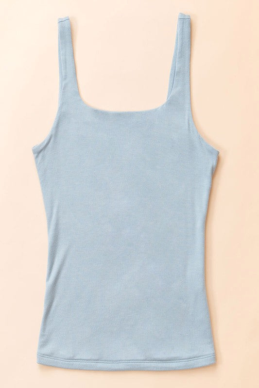 Squared Neck Tank Top (Blue)