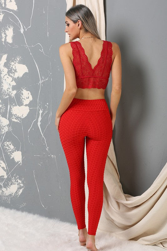 High Waisted Tiktok Leggings (Red)