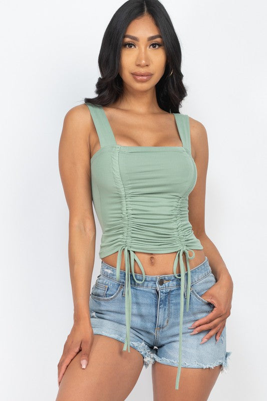 String Square Neck Cropped Top (Mint)