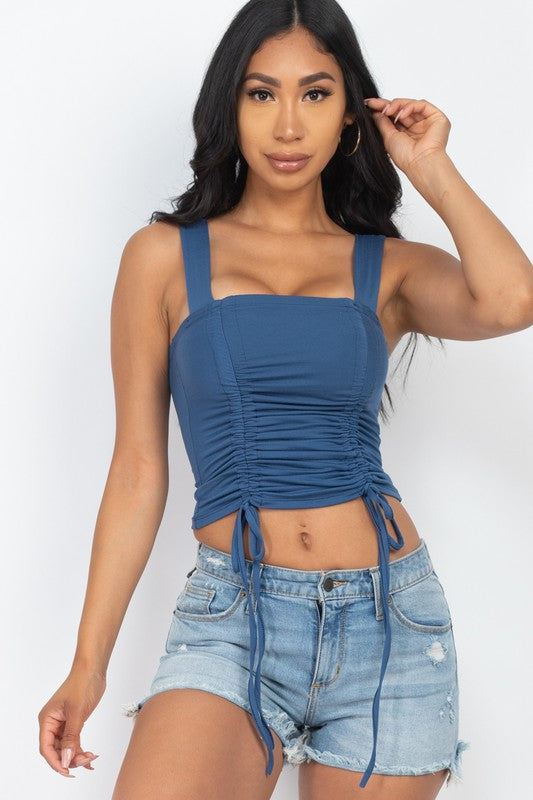 String Square Neck Cropped Top (Blue Haze)