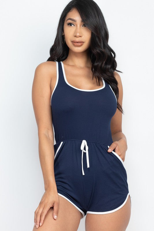 Racer Back Romper (Navy Blue)