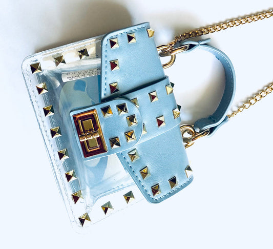 Clear Studded Crossbody (Blue)