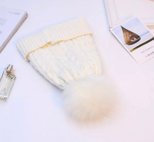 Pompoms Winter Beanie (White)