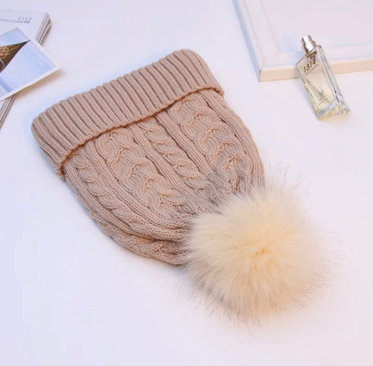 Pompoms Winter Beanie (Beige)