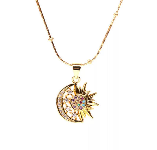 Sun Moon Pendant Necklace