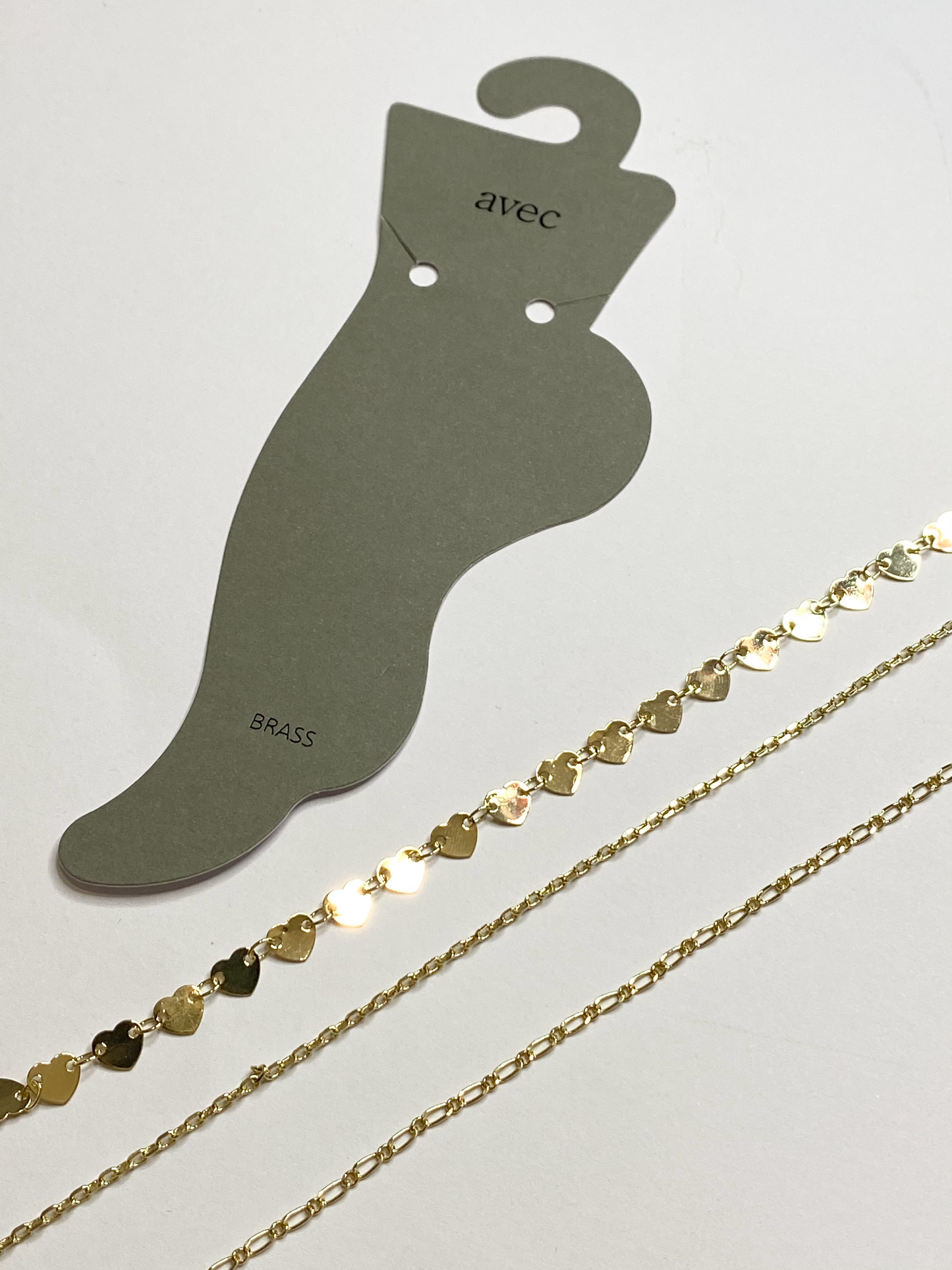 Gold Heart Anklet (3pc)