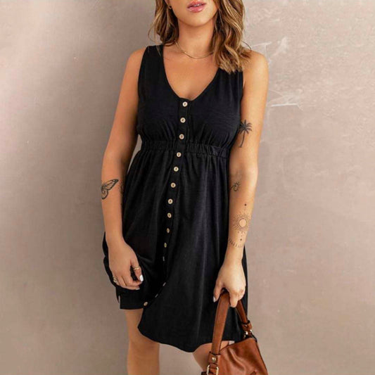 Casual Short Sleeve Dress (Black)