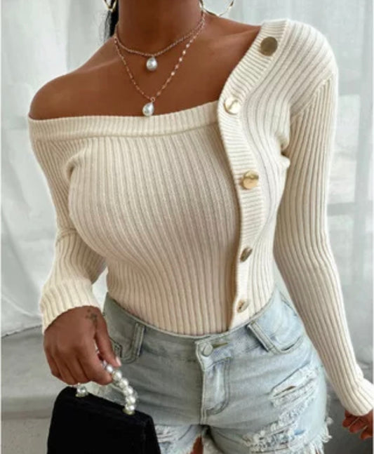 Off The Shoulder Long Sleeve (White)