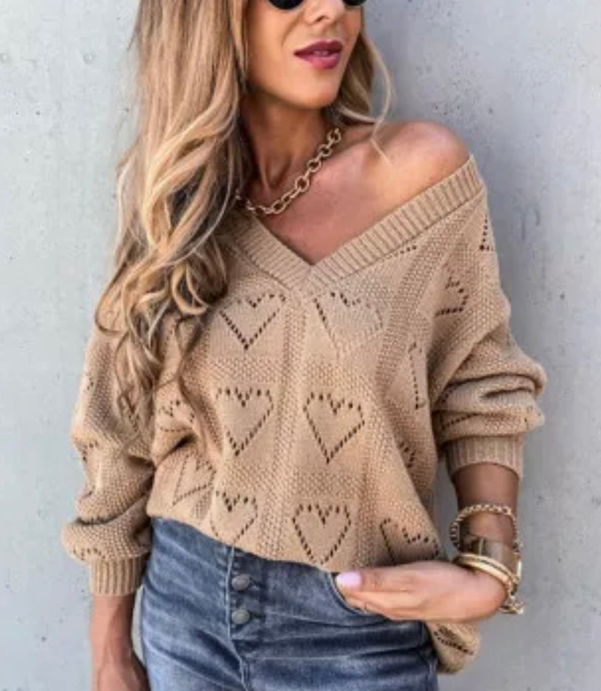 Oversized Heart Tan Shirt