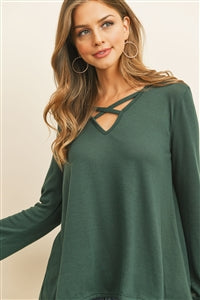 Crisscross Neck Long Sleeve