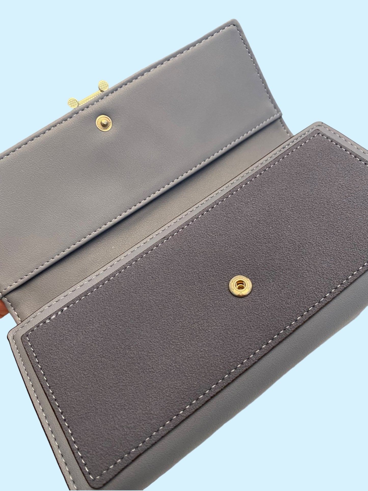 Long Leather Wallet (Light blue)