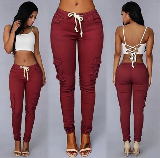 Fitted Side Pocket Pants (Burgundy)